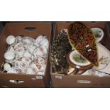 Two boxes of assorted china, various to include; Royal Standard 'Rambling Rose', Tuscan 'Windsor',