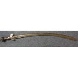 Probably 19th Century Indo-Persian all steel Tulwar sword with triple fluted curved single edge