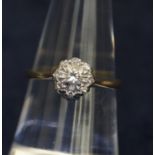 18ct gold diamond cluster ring. Approximately 1.8g. (B.P. 21% + VAT)