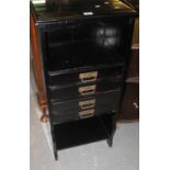 Edwardian ebonised four drawer music cabinet with under-tier. (B.P. 21% + VAT)