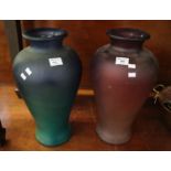 Pair of modern coloured glass baluster shaped vases. (2) (B.P. 21% + VAT) No obvious damage.