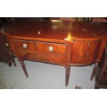 19th Century mahogany break front serpentine sideboard, standing on wrythen supports. (B.P. 21% +