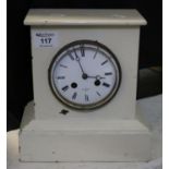 19th Century French two train slate mantel clock, the case now painted. (B.P. 21% + VAT)