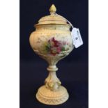 Royal Worcester blush ivory pot pourri vase and cover, overall decorated with gilt work and floral