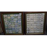 Two framed sets of cigarette cards to include; Players Aircraft of the Second World War period and