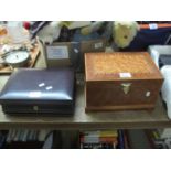 Two modern jewellery boxes, one in a burr walnut finish. (2) (B.P. 21% + VAT)