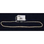 1920's string of graduated cultured pearls on a plated stone set clasp. (B.P. 21% + VAT)