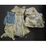 Box of late 19th/early 20th Century childrens clothing including; nightgowns, dresses, woollen cape,