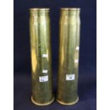 Pair of post Second World War brass 77mm shell cases, 42cm long approx. (2) (B.P. 21% + VAT)