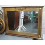 19th century style gilt framed over-mantel mirror with reeded columns and moulded swag and floral