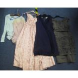 Collection of vintage clothing (30's-60's) to include; a navy Carnegie of London shift dress with