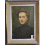 Continental school (early 20th Century), portrait of a woman, unsigned, oils on canvas. 55 x 38cm