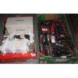 Two boxes of assorted diecast model vehicles in original packaging, exclusive first editions 00