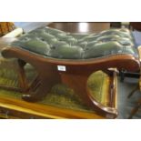 Reproduction mahogany framed upholstered button back Chesterfield style foot stool. (B.P. 21% + VAT)