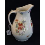 19th Century Staffordshire pottery baluster shaped oriental design jug overall transfer printed