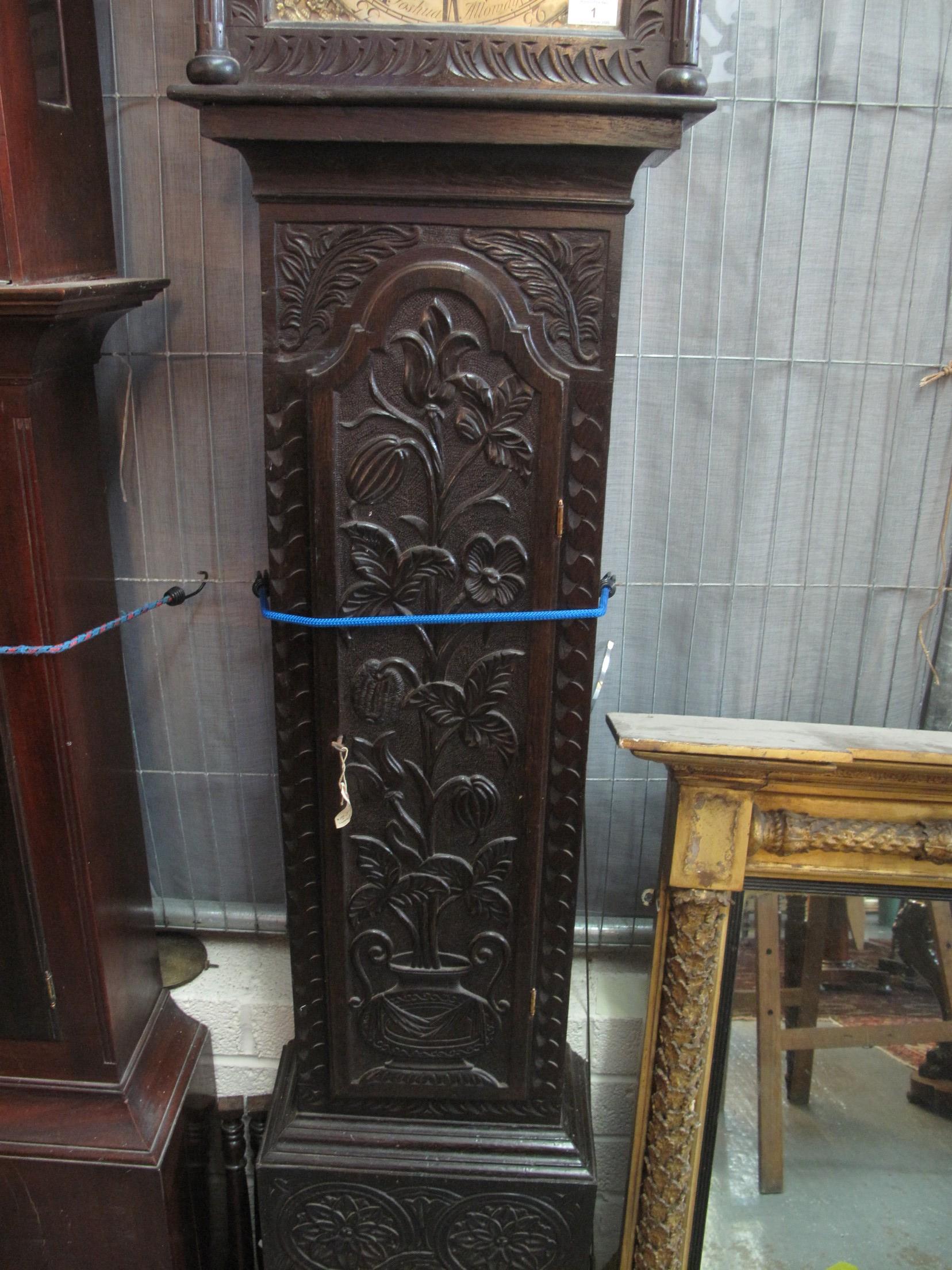 18TH CENTURY OAK 8 DAY LONGCASE CLOCK the face marked Joshua Alloway?, Taunton, the case overall - Image 3 of 7