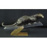 MANGANI MODERN ITALIAN SCULPTURE, modelled as a crouching panther on a perspex support with gilt