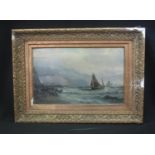 BRITISH SCHOOL (19th Century), possibly Thors, beach scene with figures, fishing smacks and