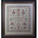 19TH CENTURY CHILD'S TAPESTRY SAMPLER by Mary Howarth, 'wrought this in the 16th year of her age,