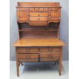 EARLY 20TH CENTURY DUTCH MAHOGANY KITCHEN CABINET having shaped gallery top above an arrangement
