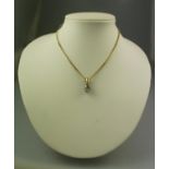 18CT GOLD DIAMOND SOLITAIRE PENDANT. The brilliant cut diamond an estimated 0.95cts in four claw