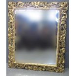 19TH CENTURY FLORENTINE DESIGN GILDED GESSO MIRROR of rectangular form. 1056 x 122cm approx (