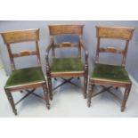 SET OF SEVEN 19TH CENTURY MAHOGANY TRAFALGAR BACK STYLE DINING CHAIRS having upholstered drop in