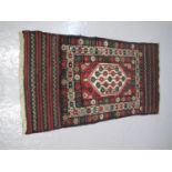 SMALL AFGHAN BELUSHI TRIBAL RUG with Kelim end panels, overall foliate flower head design with