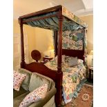 19TH CENTURY MAHOGANY FOUR POSTER BED having baluster turned gun barrel shaped foot posts with