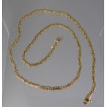 9CT GOLD FANCY LINK CHAIN. Length 16" (41cm) approx. Weight 17.5g approx. (B.P. 21% + VAT)