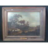DUTCH SCHOOL (18th/19th Century), milkmaid with cattle, sheep and goats in a landscape, oils on