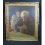 A L SIMPSON (possibly Annie Simpson) (British early 20th Century), 'The Letter', grandfather and