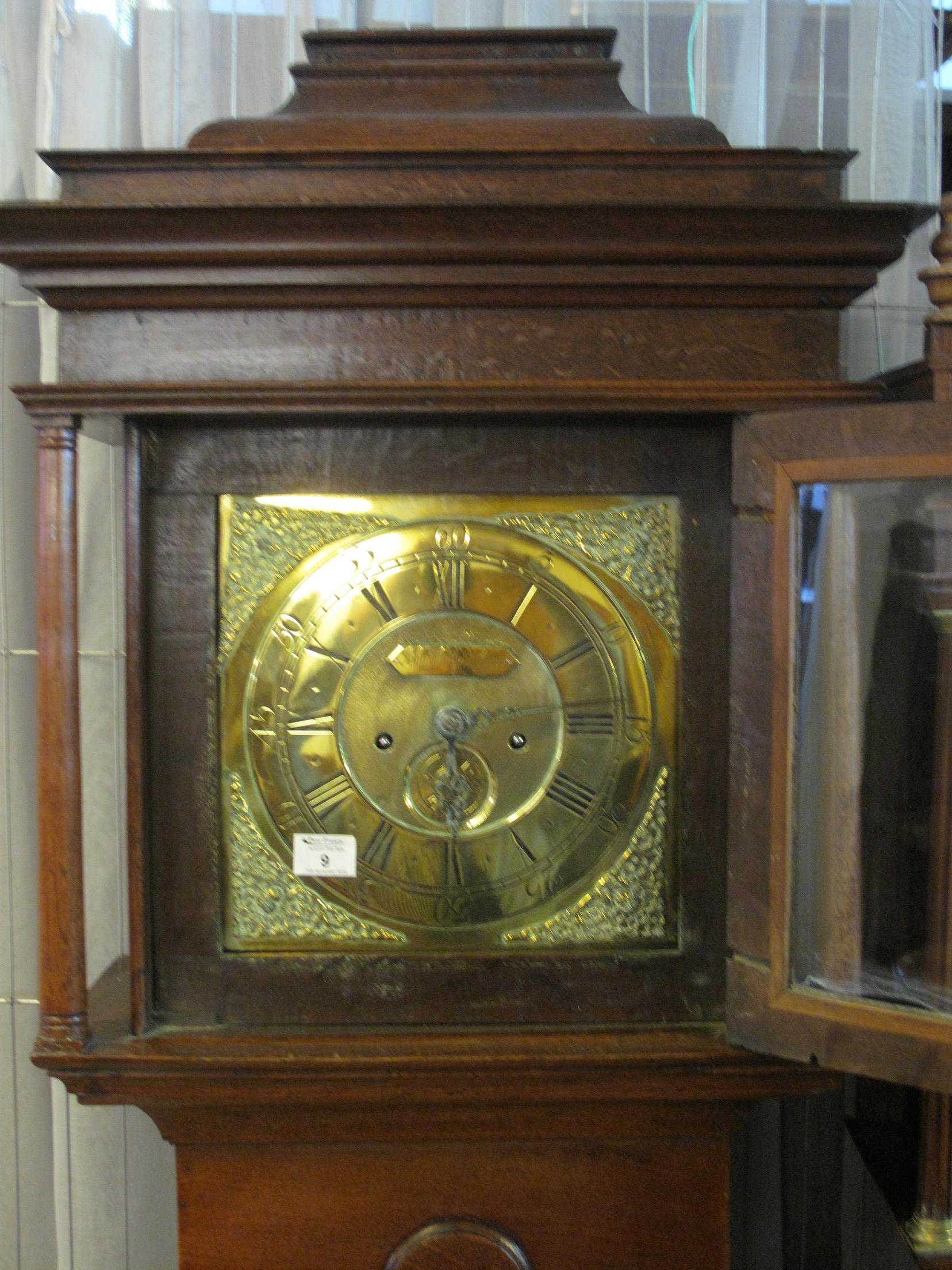 18TH CENTURY OAK 8 DAY LONGCASE CLOCK marked 'John Whitfield, Clifton', the hood with caddy top - Image 3 of 8