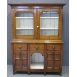 UNUSUAL LATE VICTORIAN PALE OAK TWO STAGE CABINET BACK DOG KENNEL DRESSER of small proportions