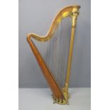 19TH CENTURY ERARD HARP (Sebastian Erard's patent harp no.660), 7 pedals to the base on claw feet.