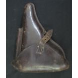 GERMAN FIRST WORLD WAR LEATHER LUGER PISTOL HOLSTER, the cover internally marked B.A.X 1, the back