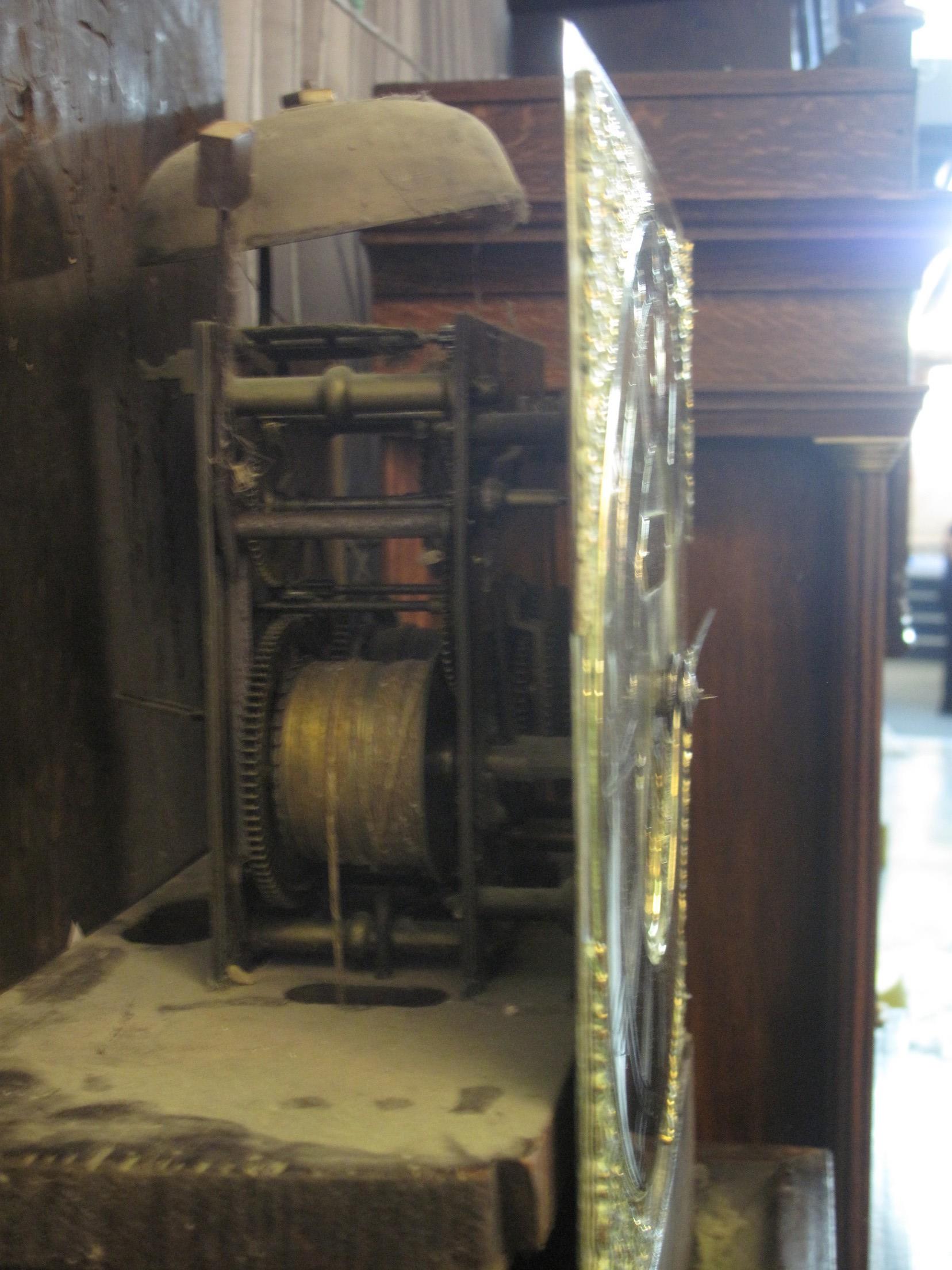 18TH CENTURY OAK 8 DAY LONGCASE CLOCK marked 'John Whitfield, Clifton', the hood with caddy top - Image 5 of 8