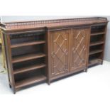 LATE VICTORIAN MAHOGANY BREAK FRONT BOOKCASE by C. Hindley, Oxford St, London, having pierced
