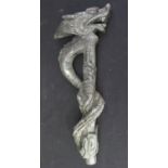 CHINESE CARVED HARDSTONE STAFF HEAD in the form of an entwined dragon. (B.P. 21% + VAT) Probably not