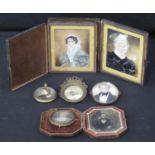 A GROUP OF MINIATURE PORTRAIT STUDIES to include; 19th Century British school portraits of women, on