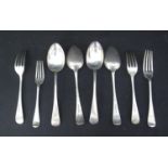 COLLECTION OF EDWARD VII SILVER FLATWARE with harp crest, makers Joseph Rodgers & Sons, Sheffield