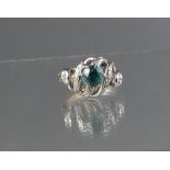 18CT WHITE GOLD AQUAMARINE AND DIAMOND RING. Ring size M. Weight 5.6g approx. (B.P. 21% + VAT)