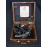 A 'HEZZANITH' ENDLESS TANGENT SCREW AUTOMATIC CLAMP SEXTANT by Heath & Co, no. N.177, silvered and