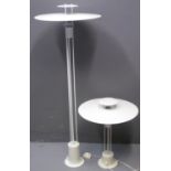 TWO DANISH FRANDSEN MODERNIST DESIGN FLOOR LAMPS or uplighters, 135cm and 60cm high approx. (2) (B.