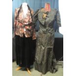COLLECTION OF VINTAGE CLOTHING (20'S-40'S) ; to include a 20's/30's black velvet skirt and floral