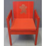 1969 PRINCE CHARLES PRINCE OF WALES INVESTITURE CHAIR the back marked 'Ich Dien' with three feathers