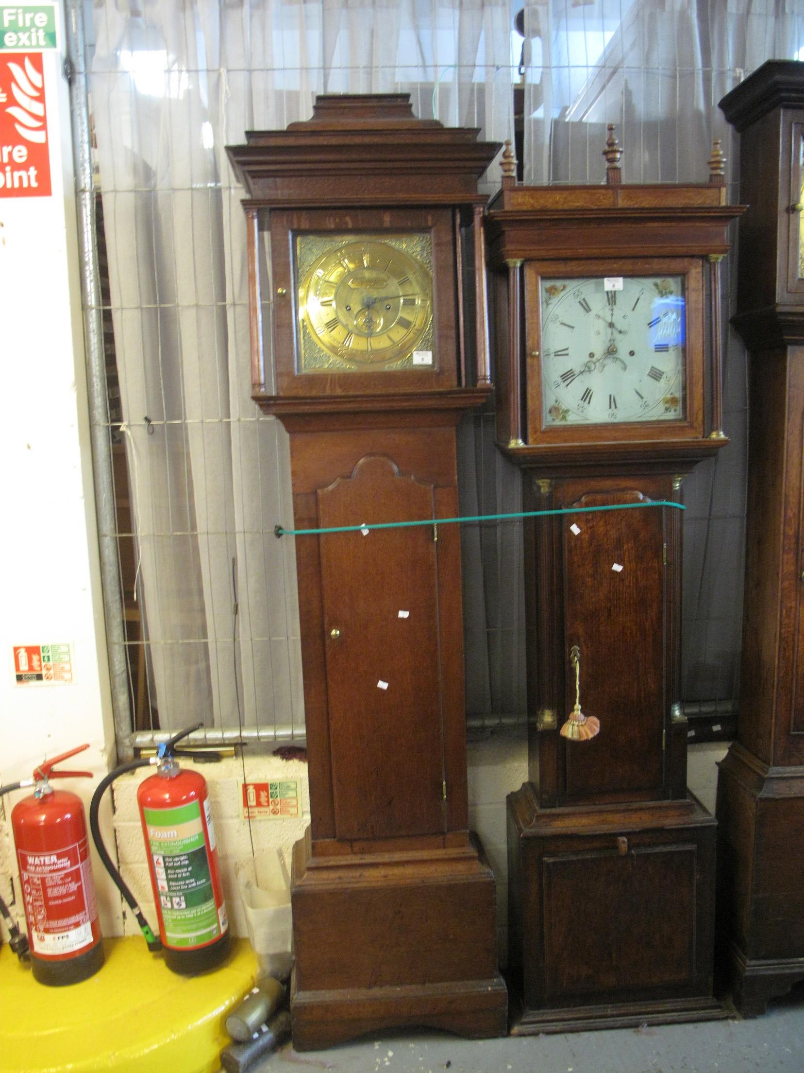 18TH CENTURY OAK 8 DAY LONGCASE CLOCK marked 'John Whitfield, Clifton', the hood with caddy top - Image 8 of 8