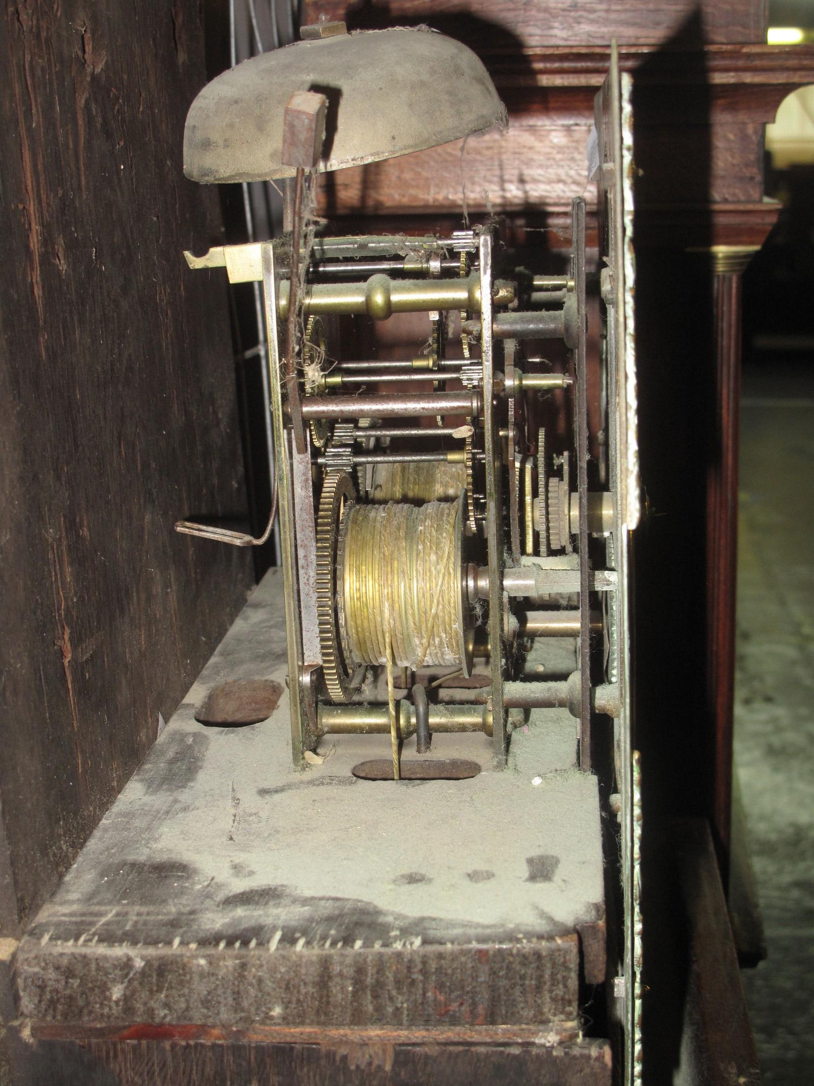 18TH CENTURY OAK 8 DAY LONGCASE CLOCK marked 'John Whitfield, Clifton', the hood with caddy top - Image 4 of 8