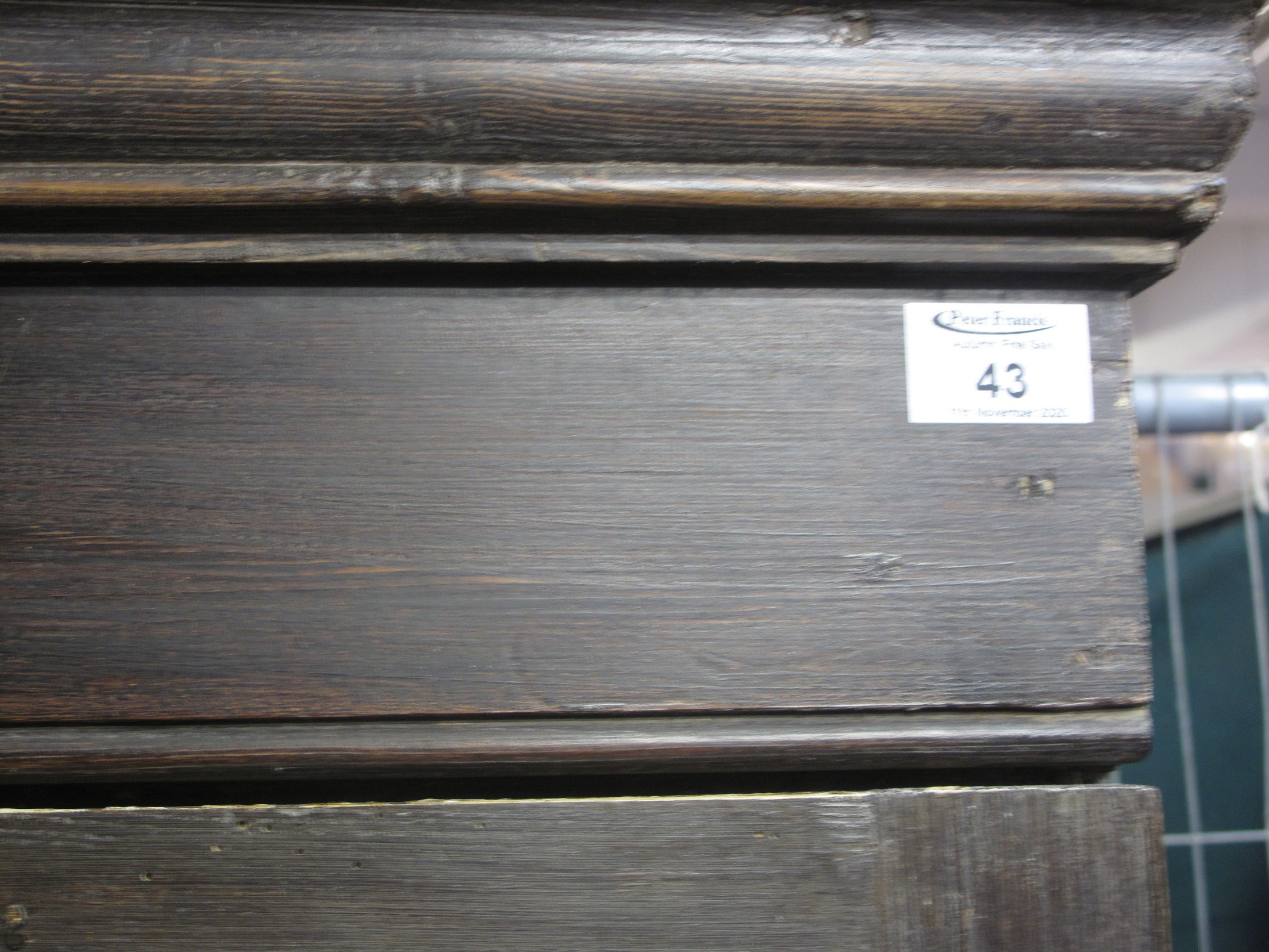 LATE 19TH CENTURY STAINED PINE SOLICITORS CUPBOARD having moulded cornice above two blind panelled - Image 3 of 13