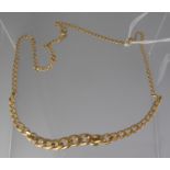 18CT GOLD GRADUATED FLATTENED CURB LINK NECKLACE. Length 17" (43cm) approx, Weight 10.2g approx. (
